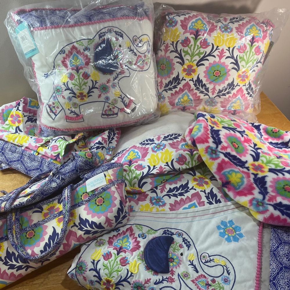 Waverly Crib Bedding Set Baby Multicolor Floral Elephant Boho 7pc Nursery Set